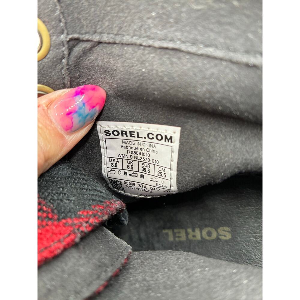 Sorel PDX Wedge Womens Size 8.5 Red Black Buffalo Plaid Lace Up Winter Boot - Picture 6 of 7